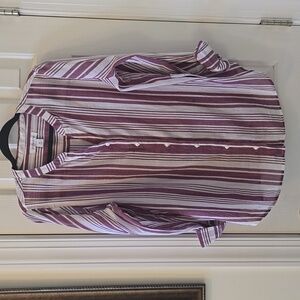 LIZ CLAIBORNE WOMENS "WILD CHERRY" STRIPED LONG SLEEVE FRONT BUTTON SHIRT MEDIUM